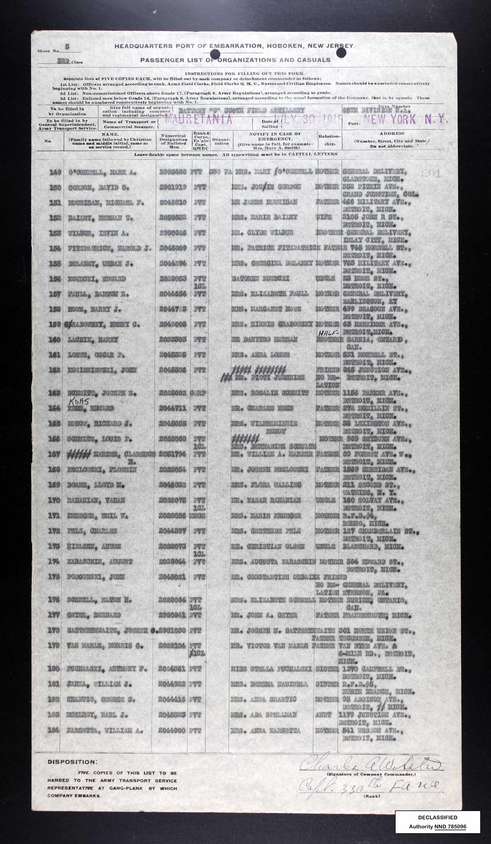 Sacoche Masque à Gaz US nominative et identifiée / 330th Field Artillery Regiment