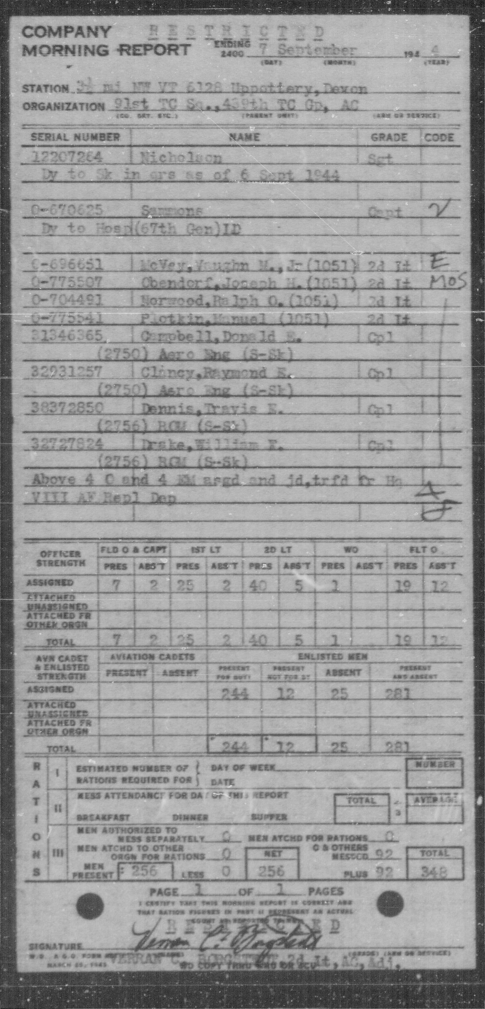 Couteau Américain nominatif et identifié Lieutenant Troop Carrier ETO