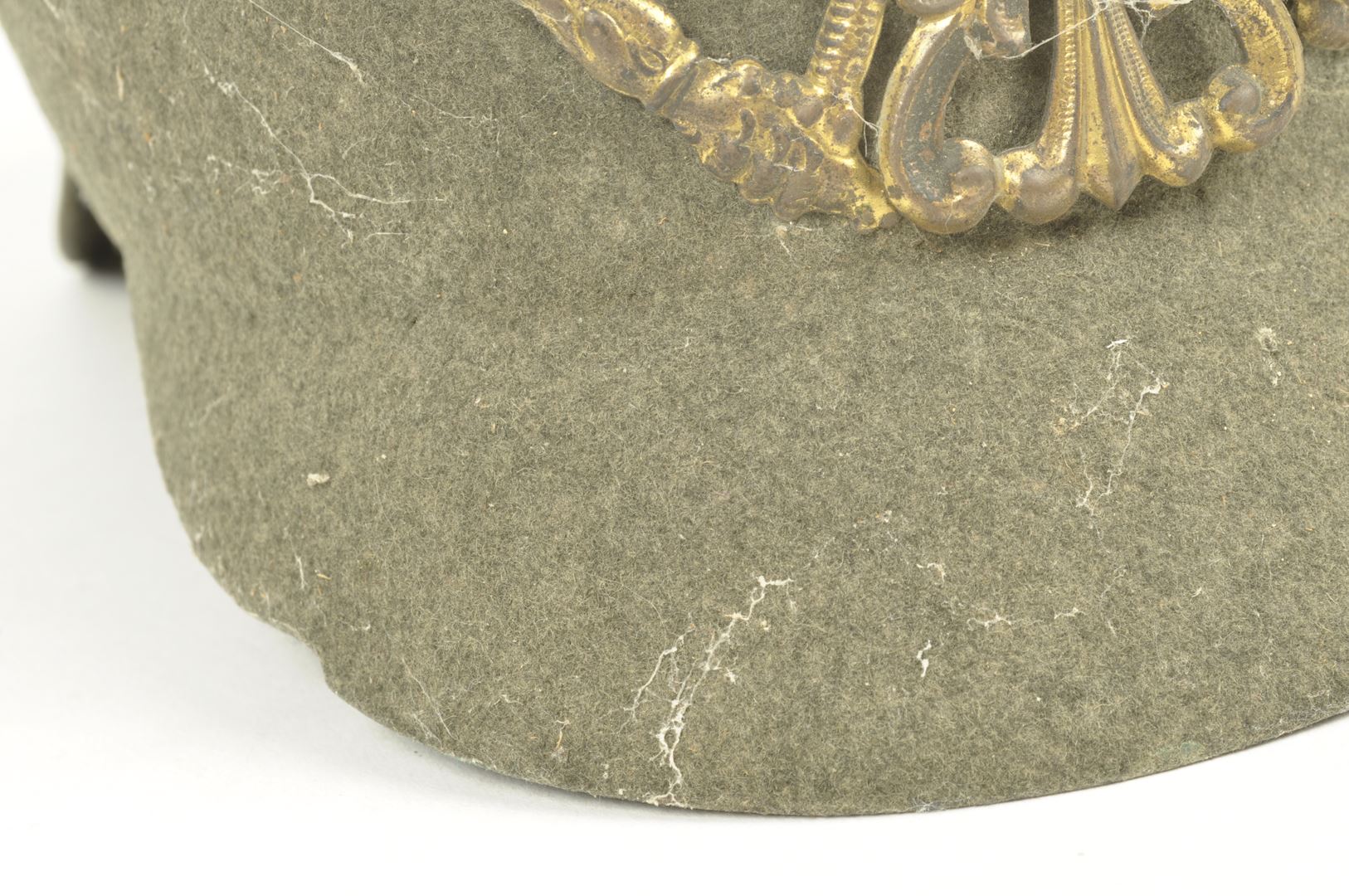 Casque à pointe Prussien " Ersatz" en feutre daté 1915 sortie de grenier / Vosges