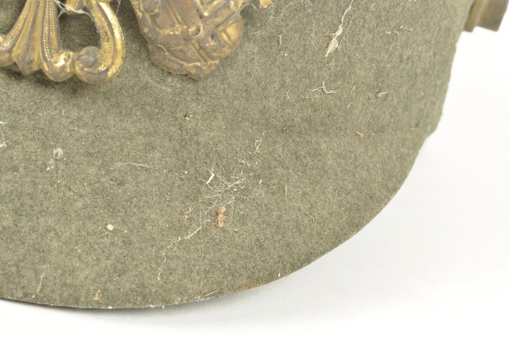 Casque à pointe Prussien " Ersatz" en feutre daté 1915 sortie de grenier / Vosges