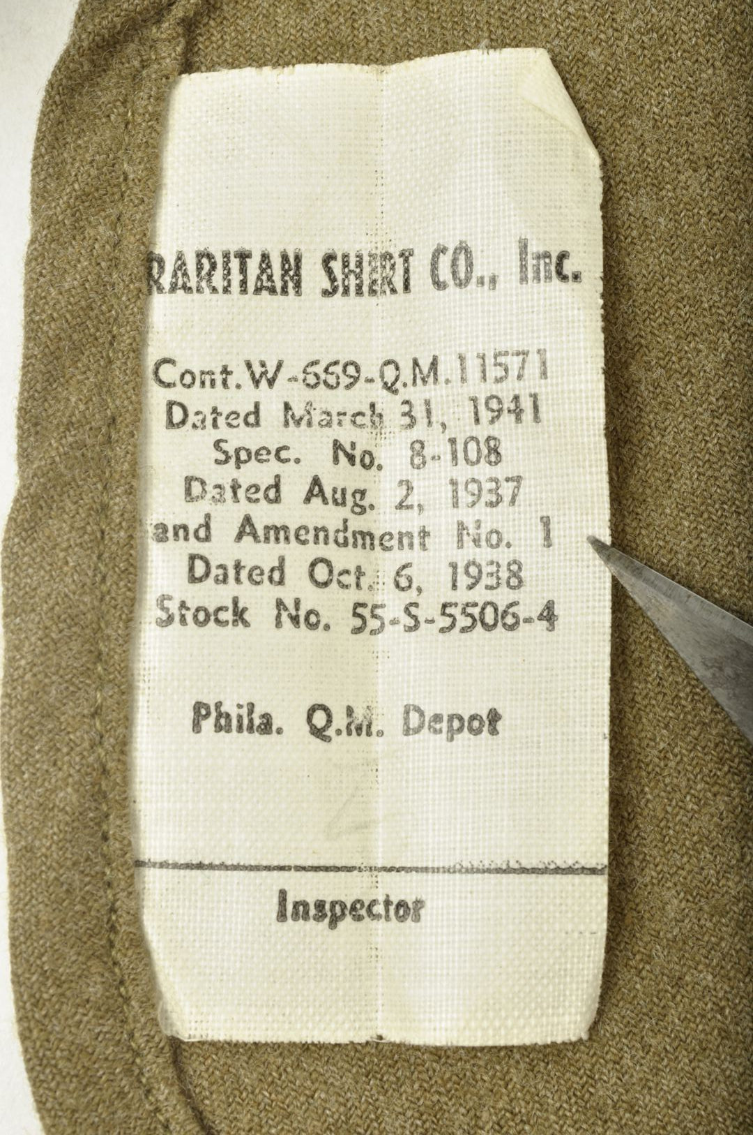 Chemise "moutarde" 66th Infantry Division / datée 1941