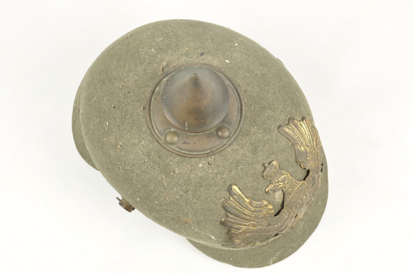 Casque à pointe Prussien " Ersatz" en feutre daté 1915 sortie de grenier / Vosges