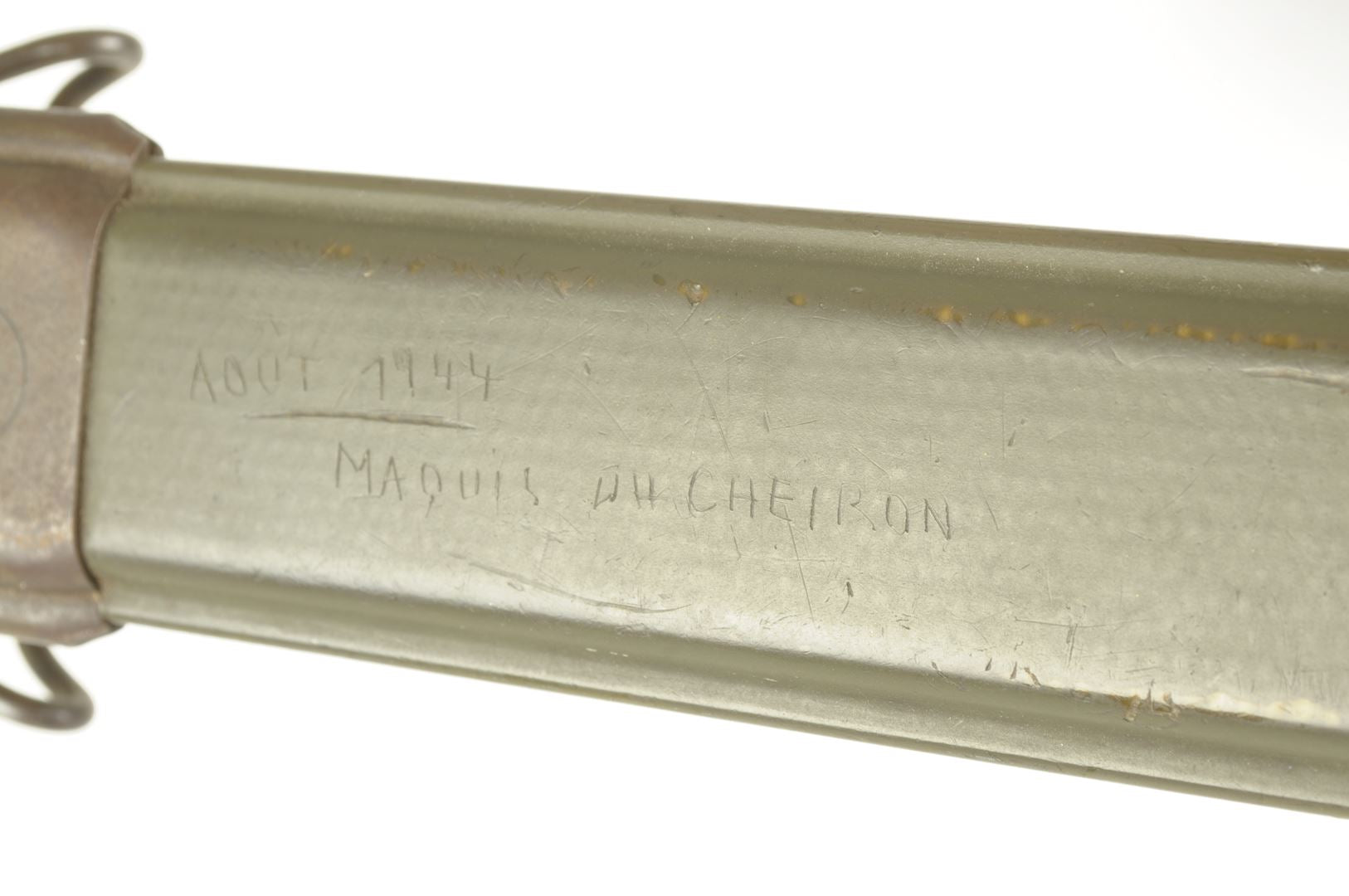 Baïonnette Garand US M1 UC gravée "Aout 44 Maquis du Cheiron" / Provence