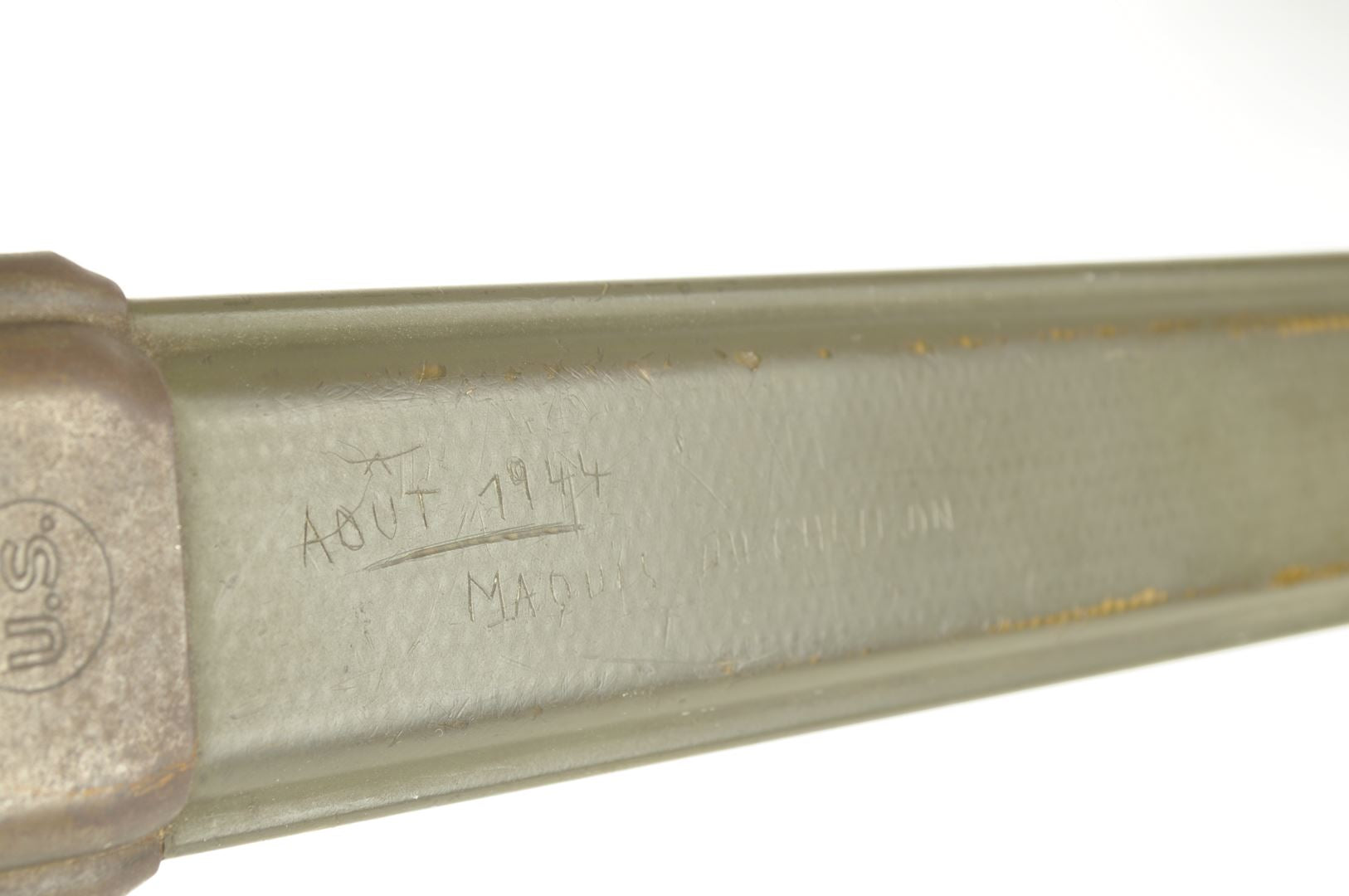 Baïonnette Garand US M1 UC gravée "Aout 44 Maquis du Cheiron" / Provence