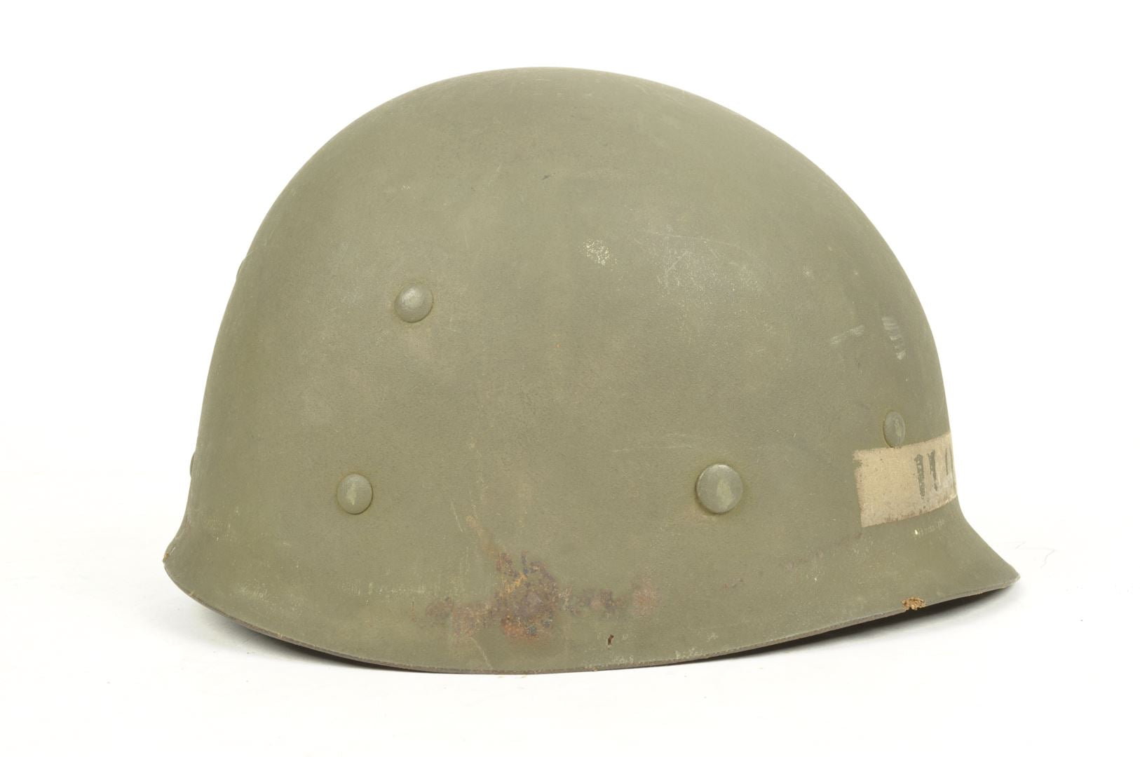 Casque US M1 impacté et son sous casque FIRESTONE nominatif / ARDENNES
