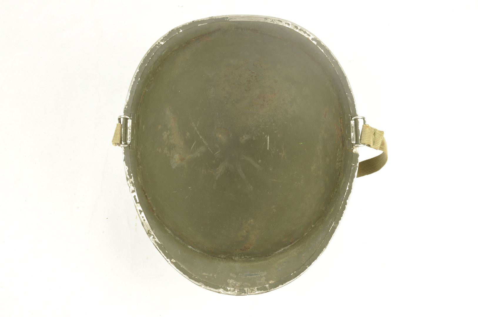 Casque US M1 impacté et son sous casque FIRESTONE nominatif / ARDENNES