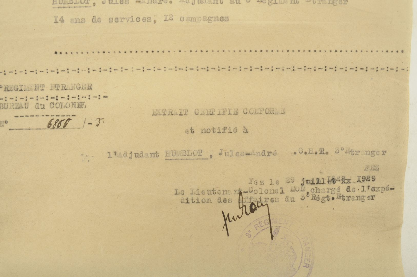 Ensemble diplômes et médailles 3 REI / Campagne du Maroc