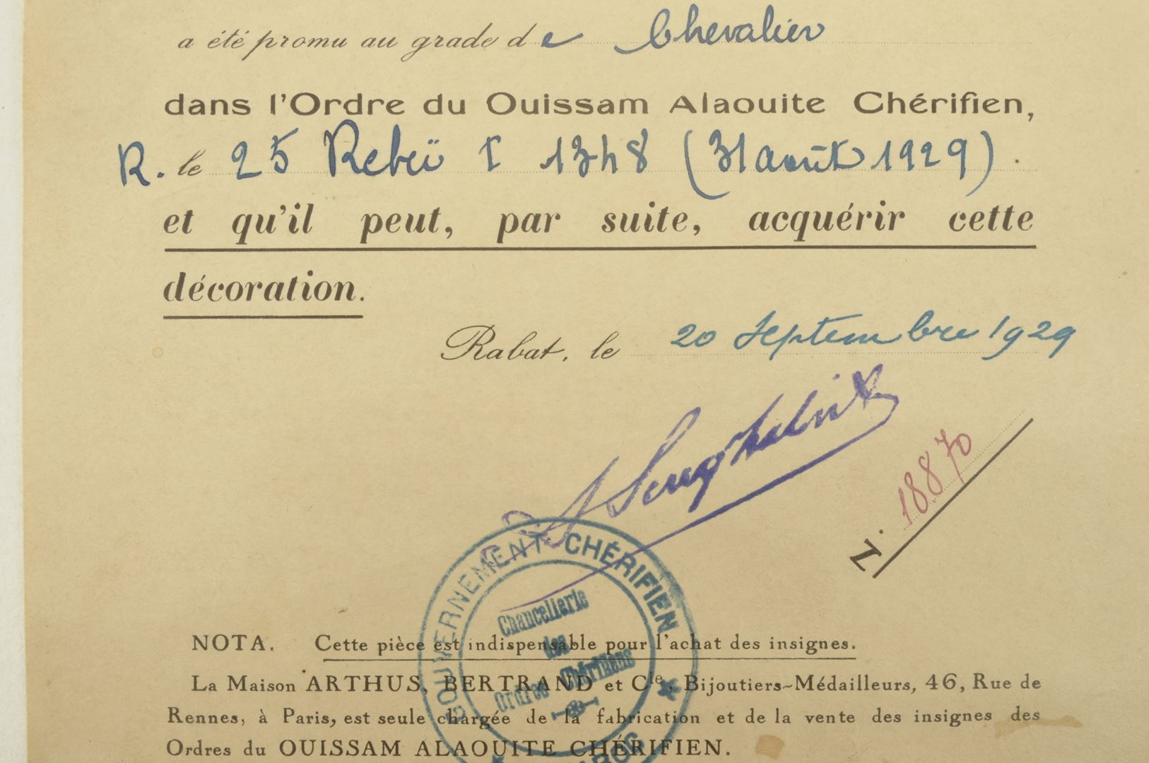 Ensemble diplômes et médailles 3 REI / Campagne du Maroc