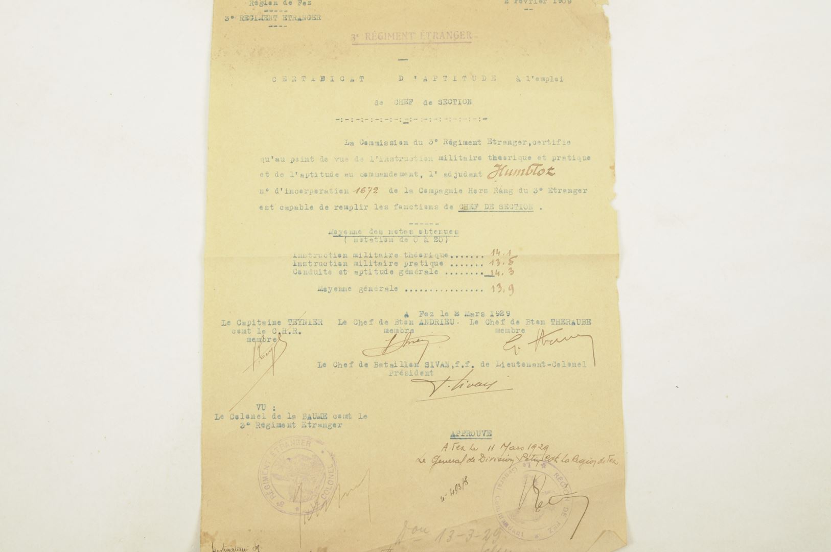 Ensemble diplômes et médailles 3 REI / Campagne du Maroc