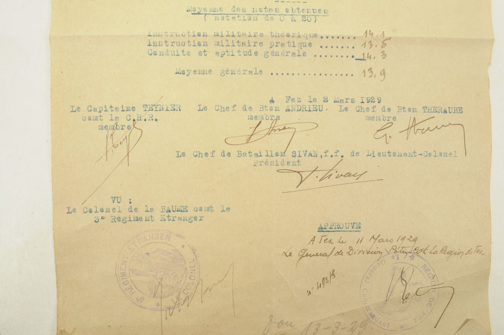 Ensemble diplômes et médailles 3 REI / Campagne du Maroc