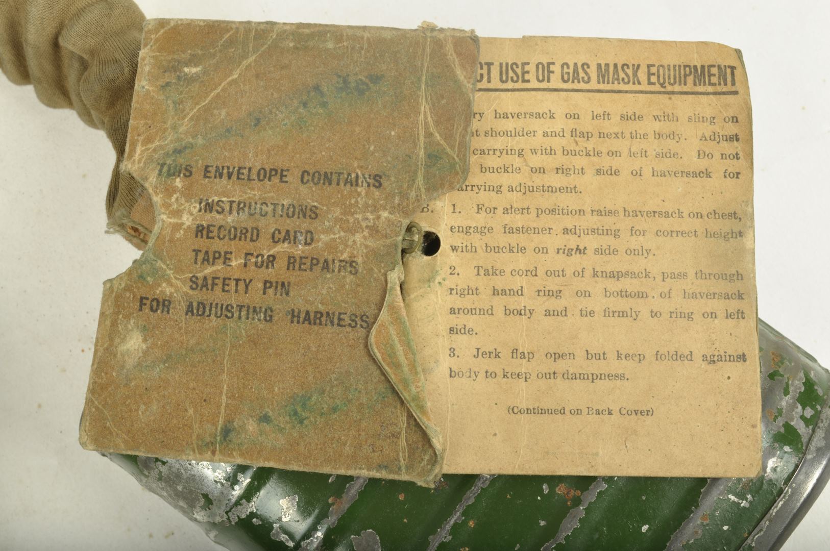 Masque à gaz US modèle 1917 / Nominatif AEF 109th infantry regiment 28th Infantry Division