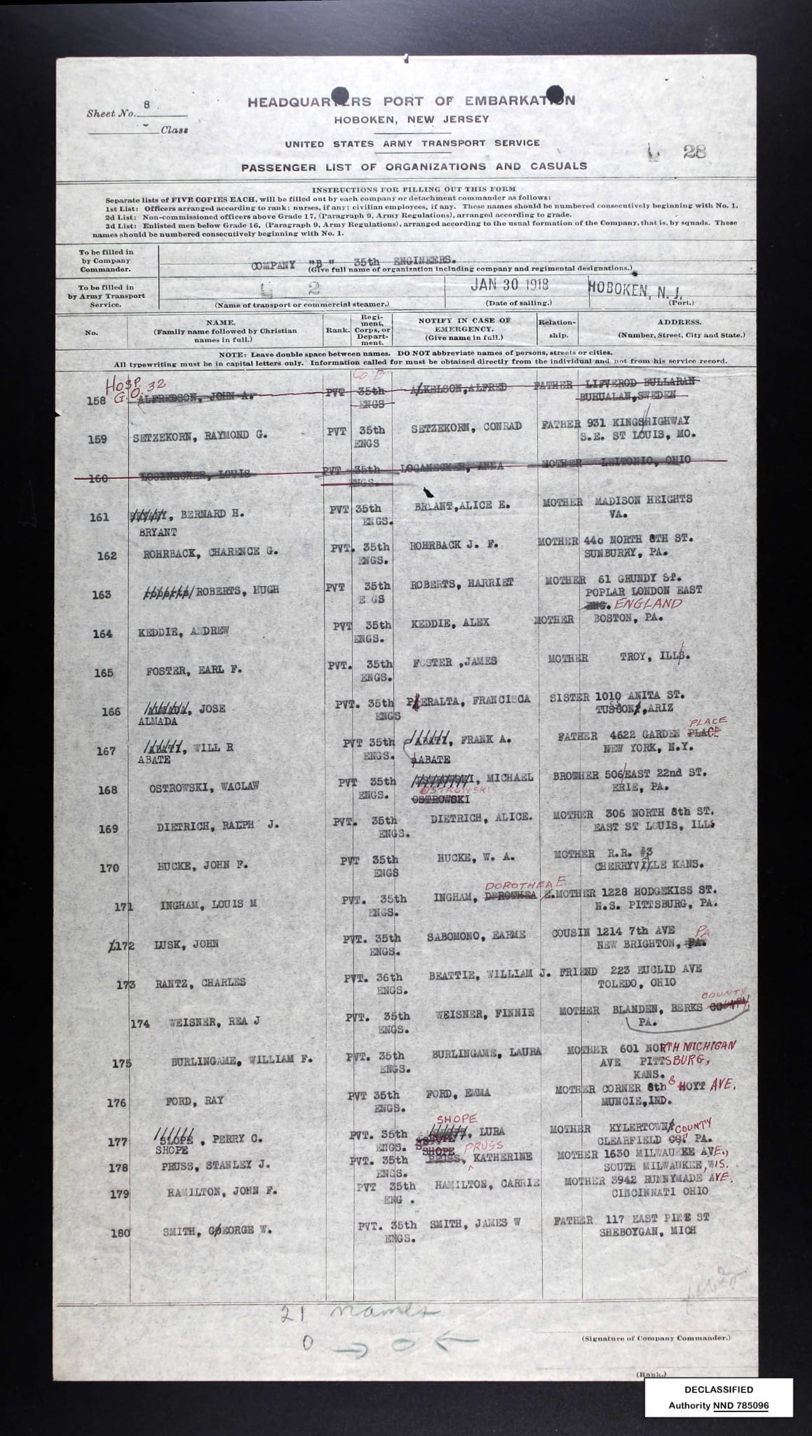 Uniforme Nominatif 35th Engineers AEF