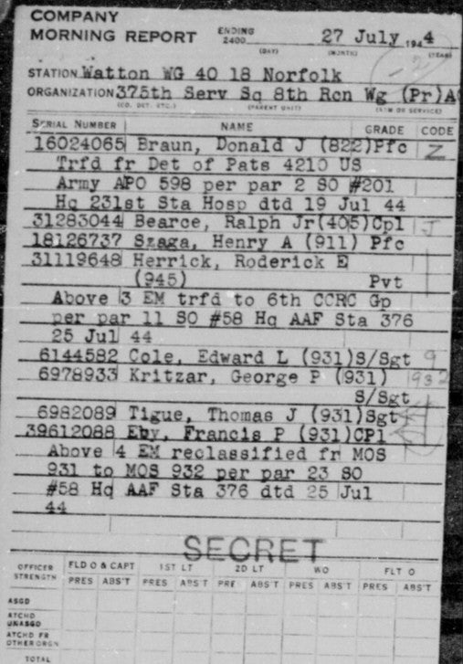 Vareuse US AIR FORCE Nominatif / Identifiée 375th Service Squadron