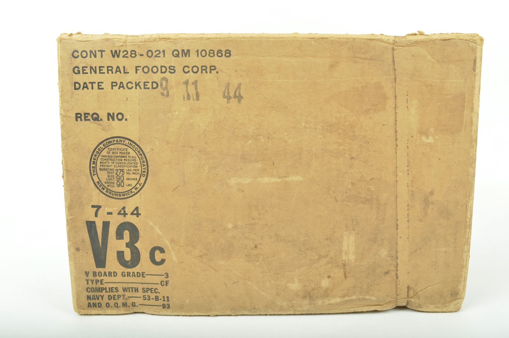 Carton de ration US "Café" daté 1944